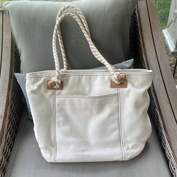 BRIGHTON RARE RED & WHITE STARFISH HARBOR TOTE NAUTICAL SHOULDER BEACH BAG - Picture 5 of 10